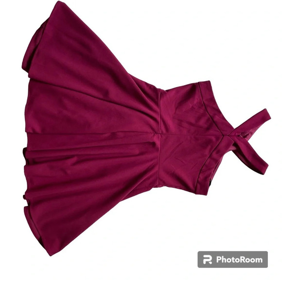 LULU’S Magenta Fit & Flare Sleeveless Halter Mini  Dress Size M - Picture 5 of 13